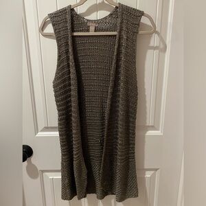 🛍️SALE…Chico's Open-Front Knit Sleeveless Cardigan - Olive Brown
